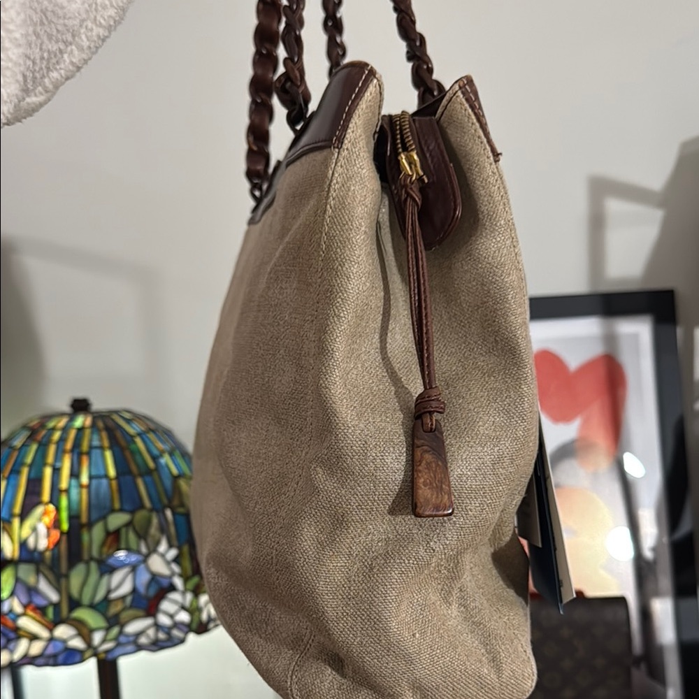 Chanel Brown and Tan Tote Bag with Resin Chain Straps - Picture 3 of 10